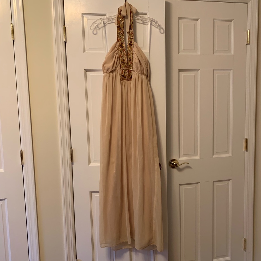 ABS Maxi Dress with beaded neck